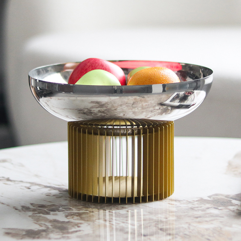 Light Luxury Creative Contrasting Color Grille Tall Fruit Plate Ornaments Hotel Club Reception Table High-Value Snack Bowl Ornaments Light Luxury Creative Contrasting Color Grille Tall Fruit Plate Ornaments Hotel Club Reception Table High-Value Snack Bowl Ornaments