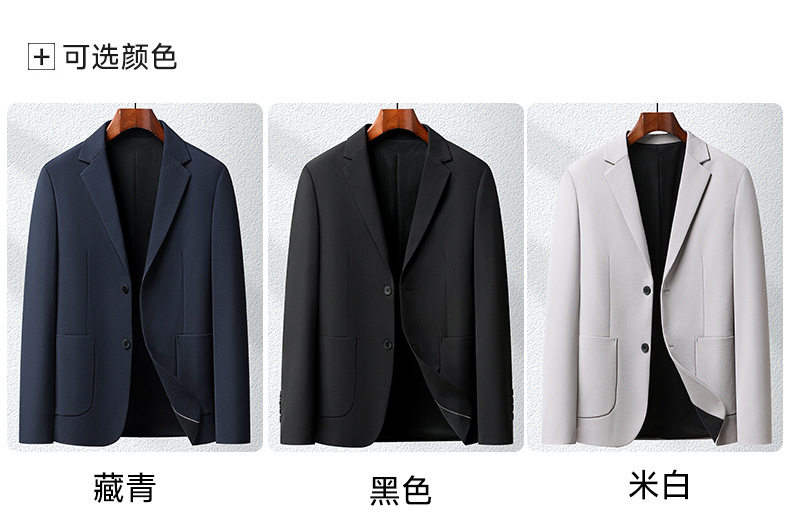 Áo vest nam công sở co giãn không cần ủi dáng ôm, tay dài, mùa xuân thu — Màu đen, Trắng be, Xanh hải quân chi tiết 16