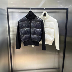 蒙口羽绒服针织拼接羽绒棒球服女短款 Knitwear jacket