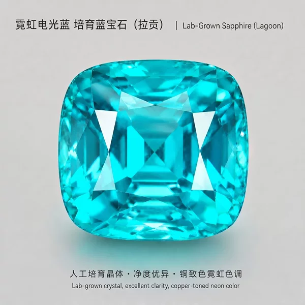 Neon Electric Blue Lab-Grown Sapphire Loose Stone, Dragon Color, Pillow-Shaped Cut, High Clarity Gemstone for Ring Setting DIY
