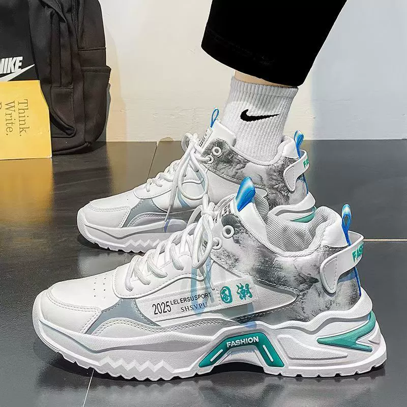Breathable footwear, high sports shoes platform for leisure, autumn, trend of season, for teenagers