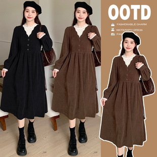 Breastfeeding clothes for going out in autumn and winter French fake two-piece hot mom postpartum feeding base slimming dress