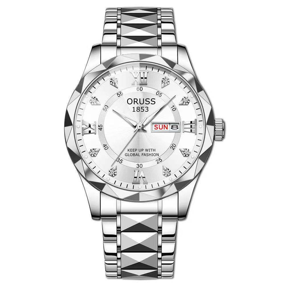 Silver belt between polygons - excellent white face men's style