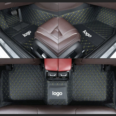 Car Floor Mats, Wear-Resistant and Easy: Modelə uyğun ayaqaltı - black-gold-thread