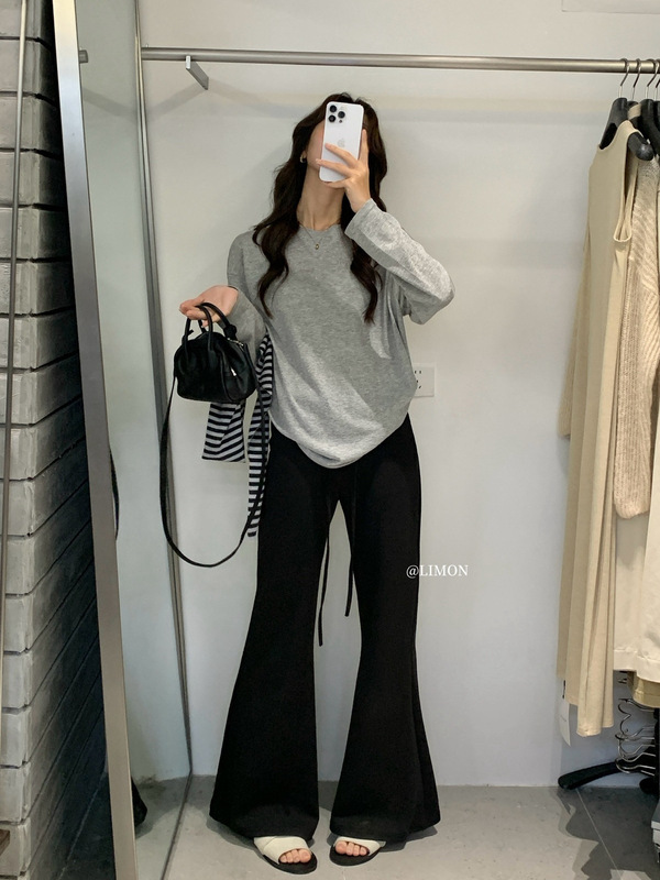 【高品质订货】美式高街｜街拍范慵懒垂感显瘦微喇裤长款休闲裤|undefined