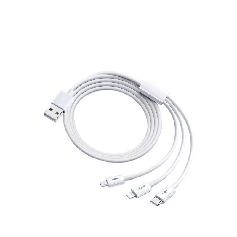 3-in-1 Apple Type-C Android Mobile Phone Car Charging Cable Multi-Head Triple Adapter for iPhone/Huawei