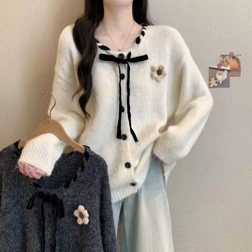 Cozy Knit Cardigan with Round Neck and Tie Belt - Fall/Winter New Women's Top
