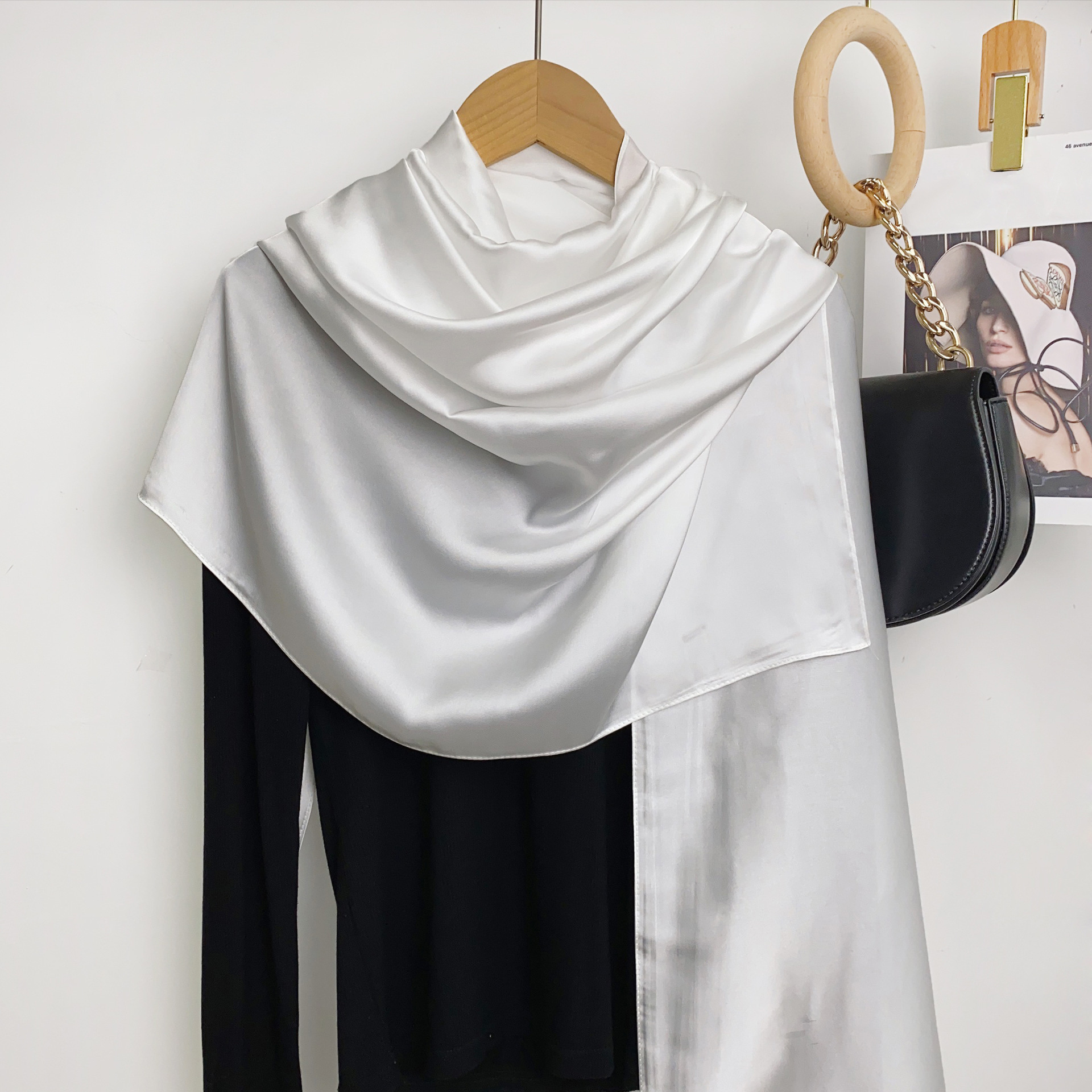 Verano delgada de gran tamaño bufanda desierto viajes protector solar chal estilo étnico bufanda seda artificial color sólido bufanda para las mujeres