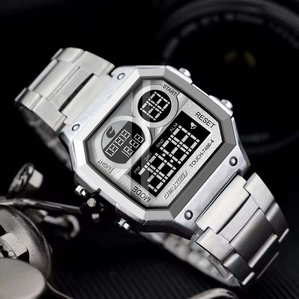 CHAXIGO Внешняя торговля взрывной стальной ремень маленькие квадратные часы для студентов специальные модные электронные часы маленькие водонепроницаемые светящиеся