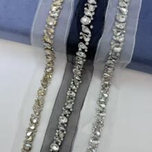 现货重工金色水钻水晶珍珠diy手工钉珠花边织带辅料小香风服装帽
