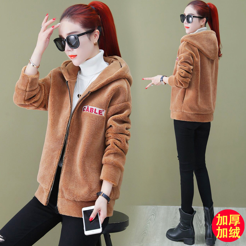 Fat MM200 Jin Imitation Lamb Short Coat Women's Wear Autumn and Winter Plus Large Size Loose Zipper Jacket Fat MM200 Jin Imitation Lamb Short Coat Women's Wear Autumn and Winter Plus Large Size Loose Zipper Jacket