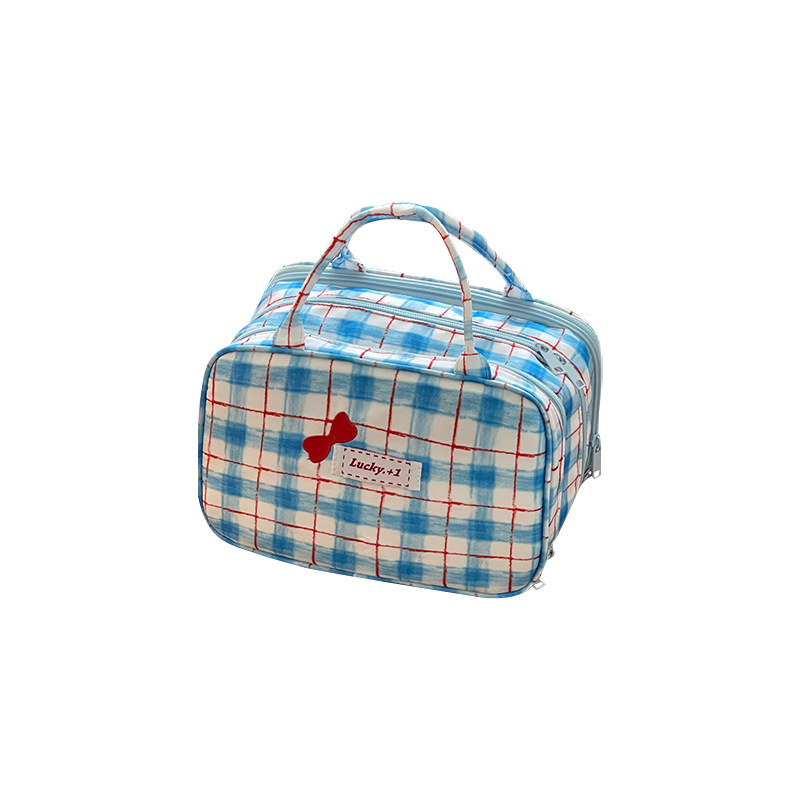 Nueva bolsa de cosméticos multifuncional para mujer, bolsa de almacenamiento para productos para el cuidado de la piel de gran capacidad, bolsa de lavado de viaje de zona de cepillo de maquillaje