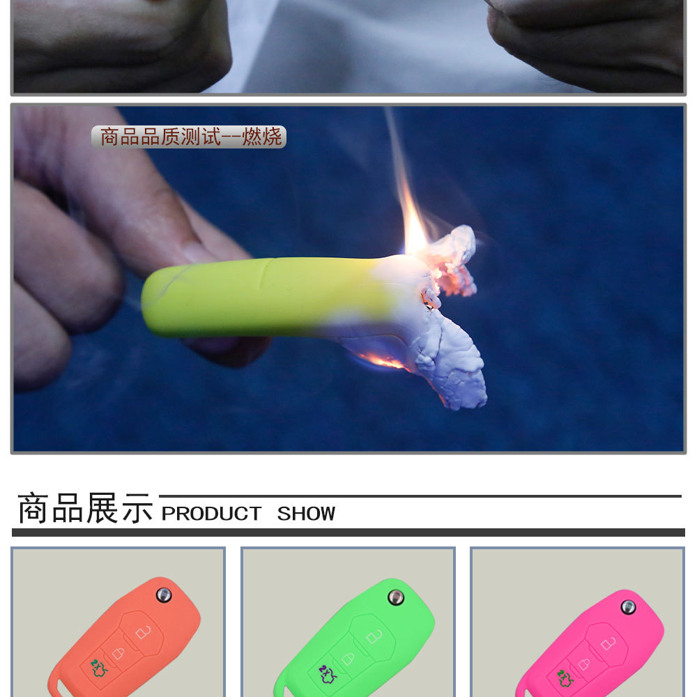 Silicone Key Cover for Ford Focus Mondeo 3-Button Folding Key