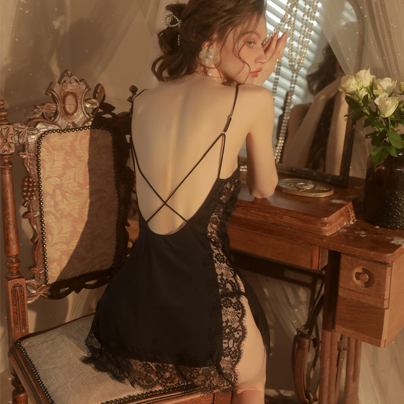 Women's Summer Pajamas, New Style, Sexy Suspender Ice Silk Nightgown, High-End Sensual Pure Desire Style, Lace, Internet Celebrity Hot Style Home Wear Women's Summer Pajamas, New Style, Sexy Suspender Ice Silk Nightgown, High-End Sensual Pure Desire Style, Lace, Internet Celebrity Hot Style Home Wear