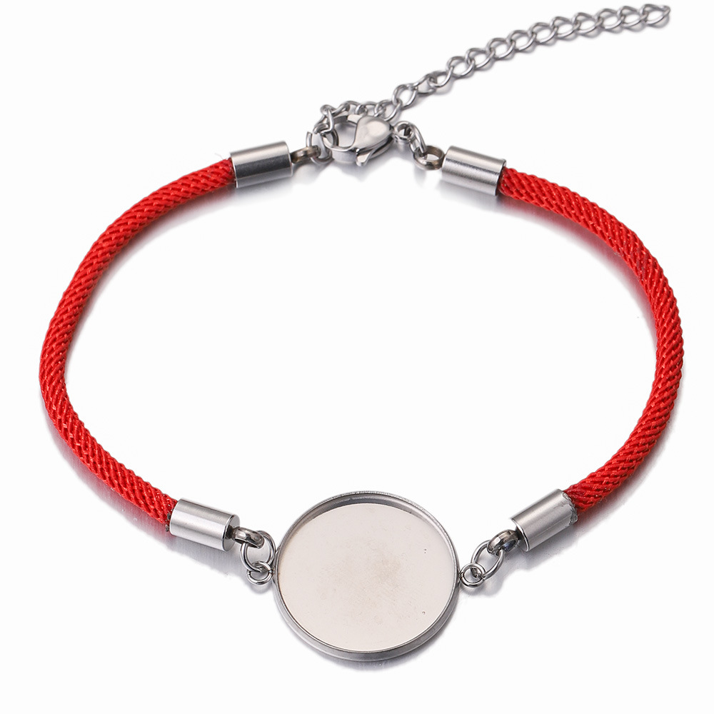 20mm Acero inoxidable tiempo gema cuero cuerda bandeja pulsera soporte inferior ranura cubierta de goma pieza DIY joyería hecha a mano Accesorios