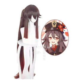 原神 胡桃  cosplay假发 棕黑色 双马尾渐变虎夹款 动漫假发