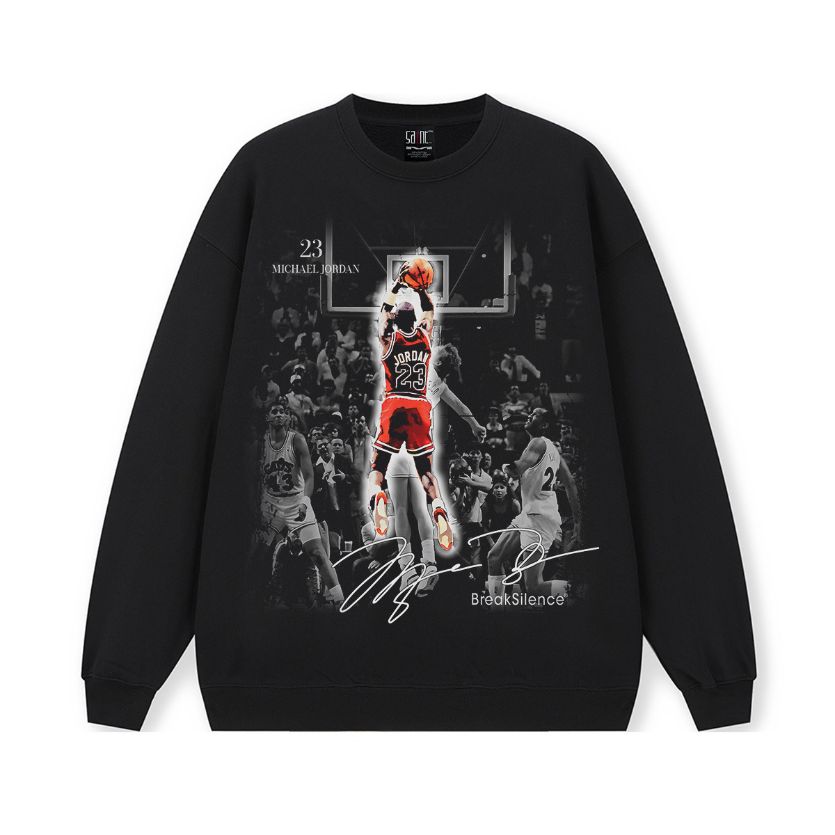 블랙 크루넥 스웨트셔츠