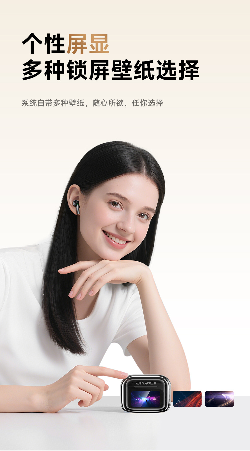 Yongwei AI Smart Translation Bluetooth Earbuds 2026 New Model Call Noise Reduction Multi-function Touch Color Screen Wireless Earphones