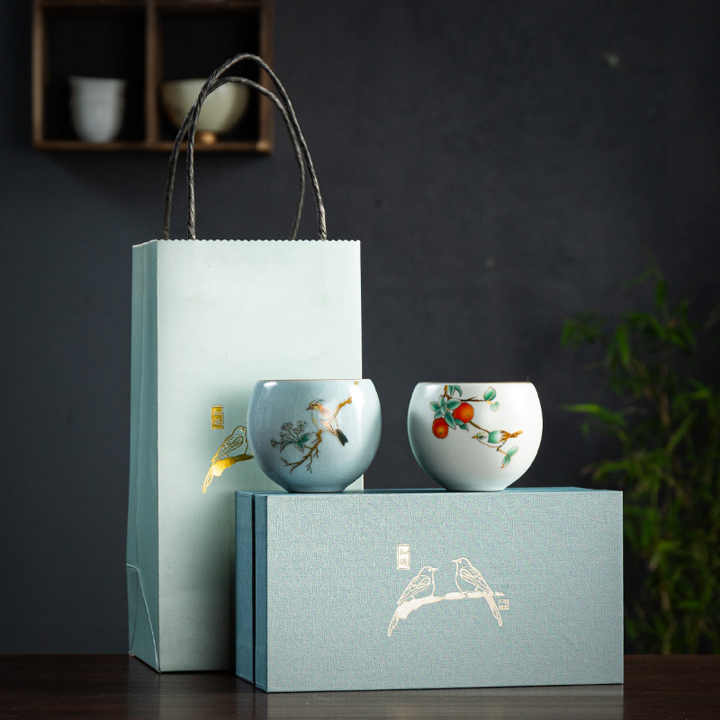 Taza maestra de alta gama par taza caja de regalo horno ru estilo retro taza de té regalo para amigos, novias, padres y ancianos