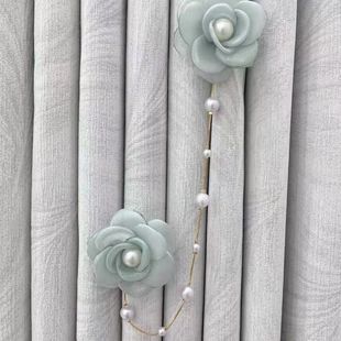 Handmade DIY Flower Long Pearl Pendant Pin Hanging Curtain Decoration Small Jewelry Curtain Head Camellia Double Pearl Decoration