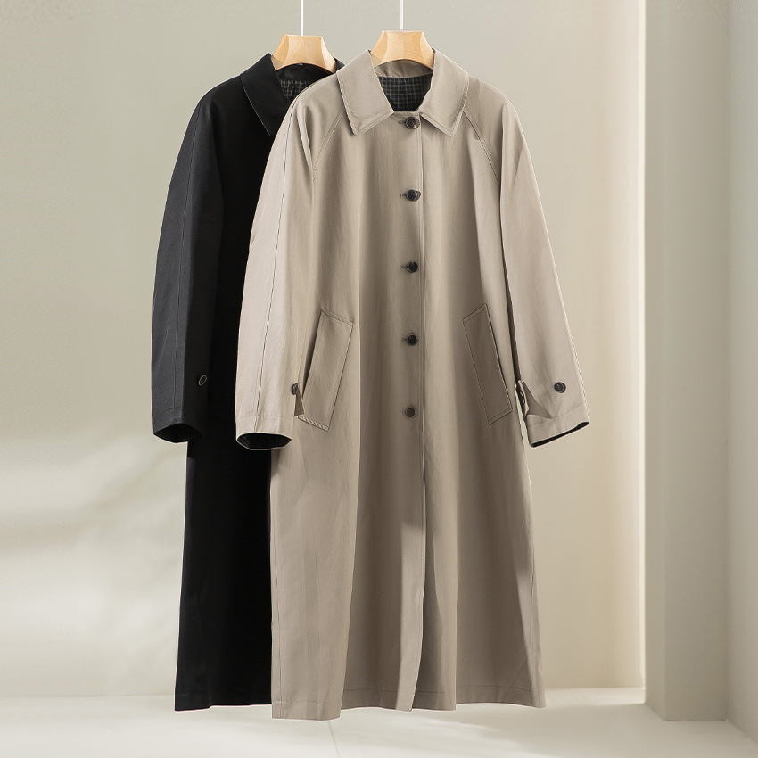 杭州渴盼女式风衣外套女高级感春秋长款单排扣英伦风上衣宽松显瘦