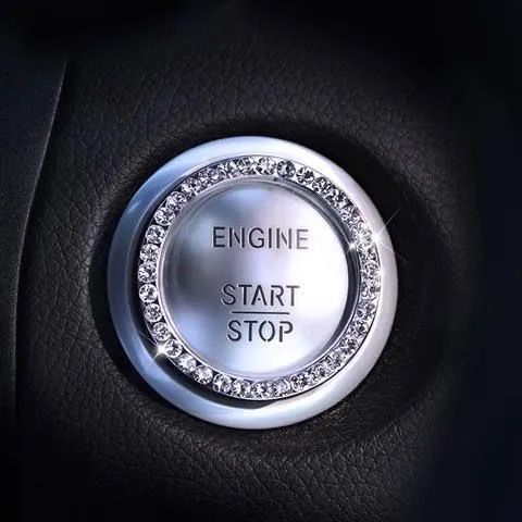 Coche de gama alta de un solo clic inicio anillo decorativo botón de inicio con pegatinas taladro pegatinas anillo de encendido pegatinas suministros de decoración del coche