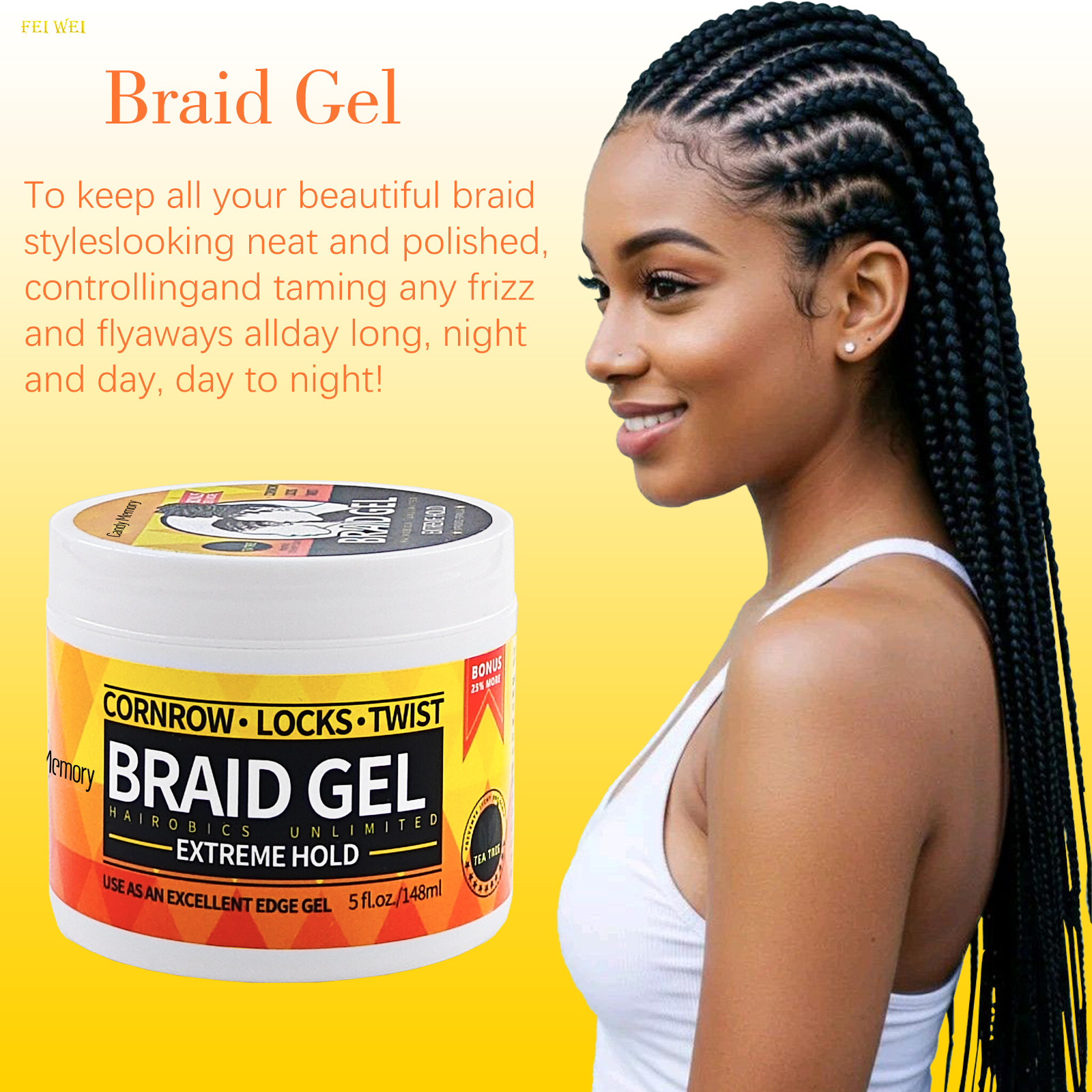 Transfronteriza venta caliente sucia trenzada trenzada GEL modelado trenzado fuerte estilo de cera de cabello fragante gel hidratante