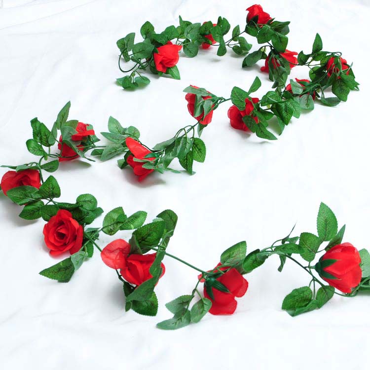 Artificial Rosa tira techo sinuoso flor artificial decoración del hogar flor de la boda flor artificial ratán vid Flor de seda