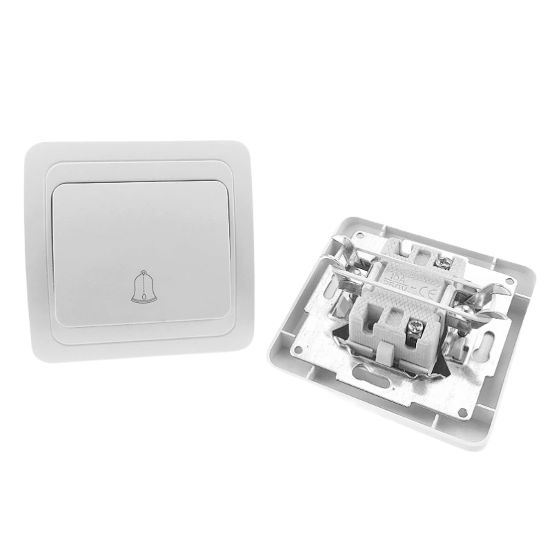 欧标86型墙壁开关 面板一开门铃暗装家用墙壁按钮开关自动回弹式