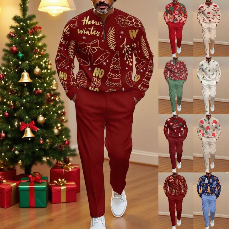 Christmas Series Cross-Border Hot Selling Men's Clothing Suits Suitable for Christmas Family Gatherings and Holiday Parties