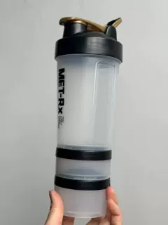 跨境亚马逊带刻度500ML三层塑料杯健身运动水壶 提手蛋白粉摇摇杯