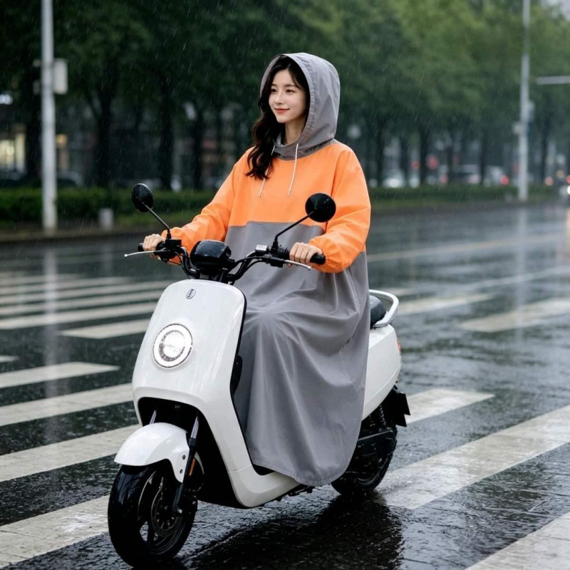 Non-disposable color-blocked pullover large-size raincoat for adults, outdoor unisex extended-length hiking and travel poncho