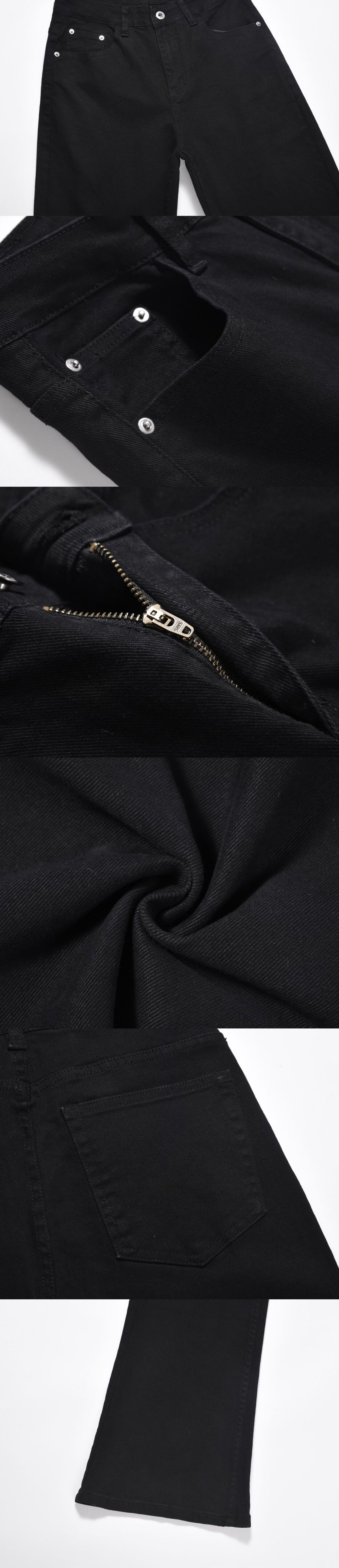 ​​"Unisex Black Flared Jeans – Retro High Street Clean Fit With Stretch (S-XXL, Black & Beige)"​​_mkmklike.com