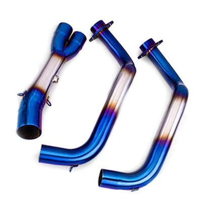 Suitable for Yamaha Mt07 Mt-07 Motorcycle exhaust pipe - blue-plated-front-section