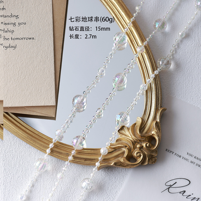 Nuevos productos calientes Decoración navideña French Retro Pequeña fragancia Cadena de perlas Cristal Collar transparente Accesorios de bricolaje