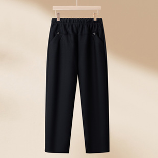Middle-aged mom pants women's spring and autumn black casual pants middle-aged and elderly spring pants loose straight pants