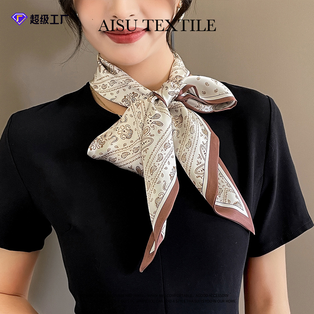 Nuevo tipo de correa flotante de seda de ángulo agudo bufandas de seda impresión de anacaju cuello flotante cinturón de cabello