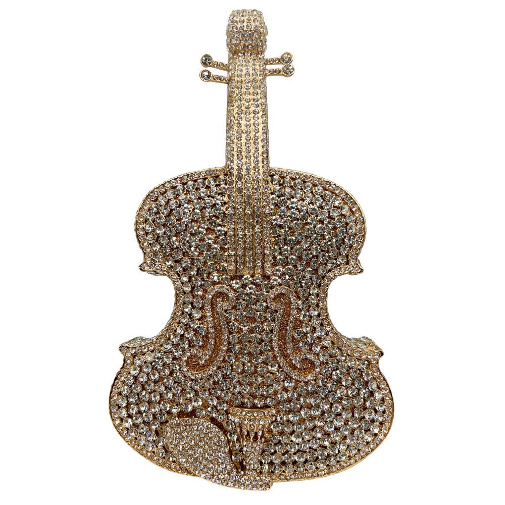 Nuevo violín con diamantes bolsa de banquete transfronteriza bolsa de diamantes bolsa de mano bolsa de embrague de violín