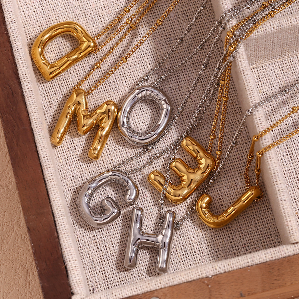 316L Stainless Steel Pendant Material PVD Coated Real Gold Plated Letter 316L Stainless Steel  Simple Style Waterproof Non Tarnish Surgical Steel 316L Stainless Steel  Pendant Necklace