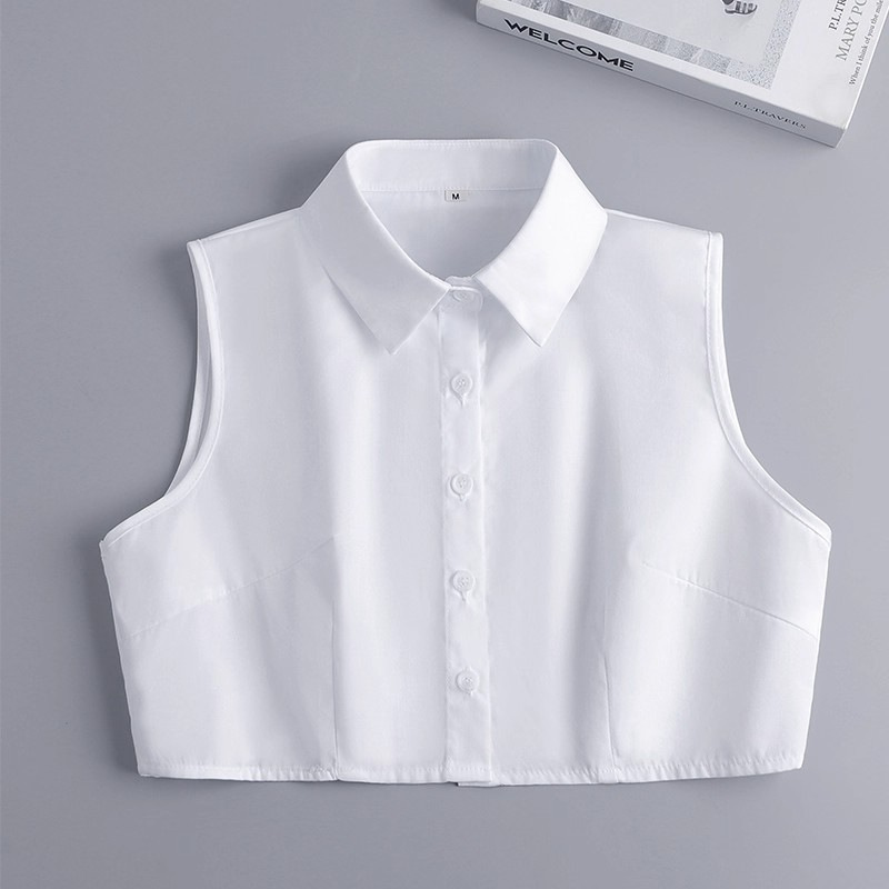 White Sleeveless Women's Shirt, Vest Top, Sweater, Sweatshirt, Base Layer, Fake Collar, Casual Shirt, Stand-Up Collar for Women White Sleeveless Women's Shirt, Vest Top, Sweater, Sweatshirt, Base Layer, Fake Collar, Casual Shirt, Stand-Up Collar for Women