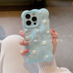 珍珠结ins风高颜值适用iPhone16Pro苹果手机壳15/14波浪云朵13Pro