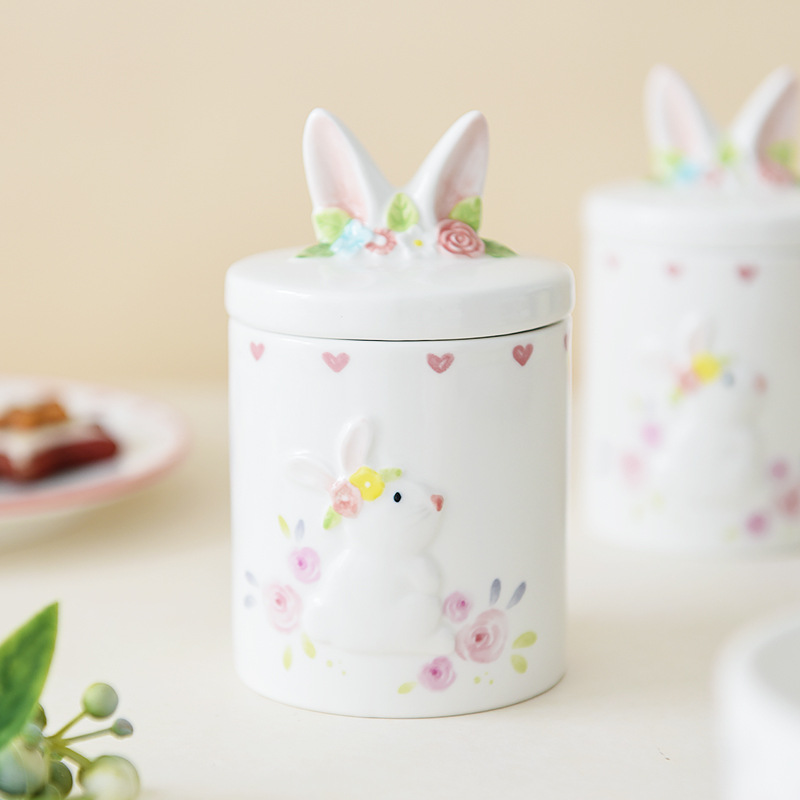 Bainanwell cerámica sellada tarro azúcar tarro creativo de almacenamiento de dulces tarro con tapa decoración merienda té almacenamiento