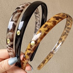 韓系気質豹紋ins髪カチューシャ女性高級感圧髪細い辺カチューシャ夏歯付き滑り止め髪飾り
