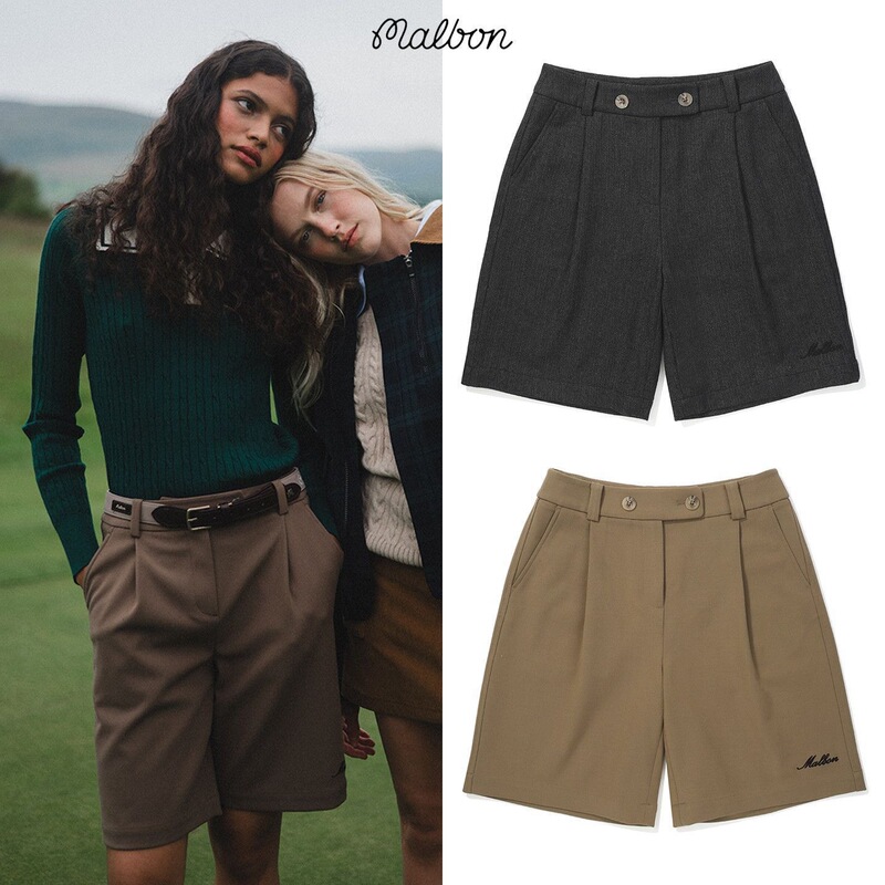 Korean Malbon Golf Clothing Early Autumn Women's Shorts Sports Casual Straight-Leg Pants Slim Fit Five-Point Pants