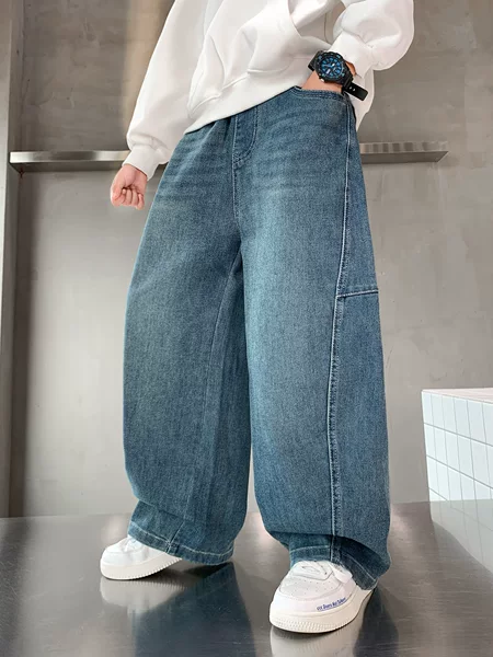 Boys' Pants Children's Autumn Jeans 2026 New Style for Older Children Autumn Wide-Leg Trousers Stylish and Trendy