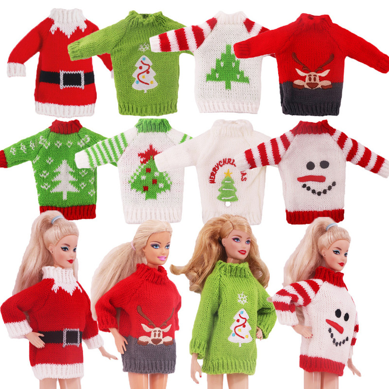 Cross-Border Popular 25~30cm Barbie Doll Christmas Bookshelf Elf Doll Knitted Sweater Low Price Spot Wholesale