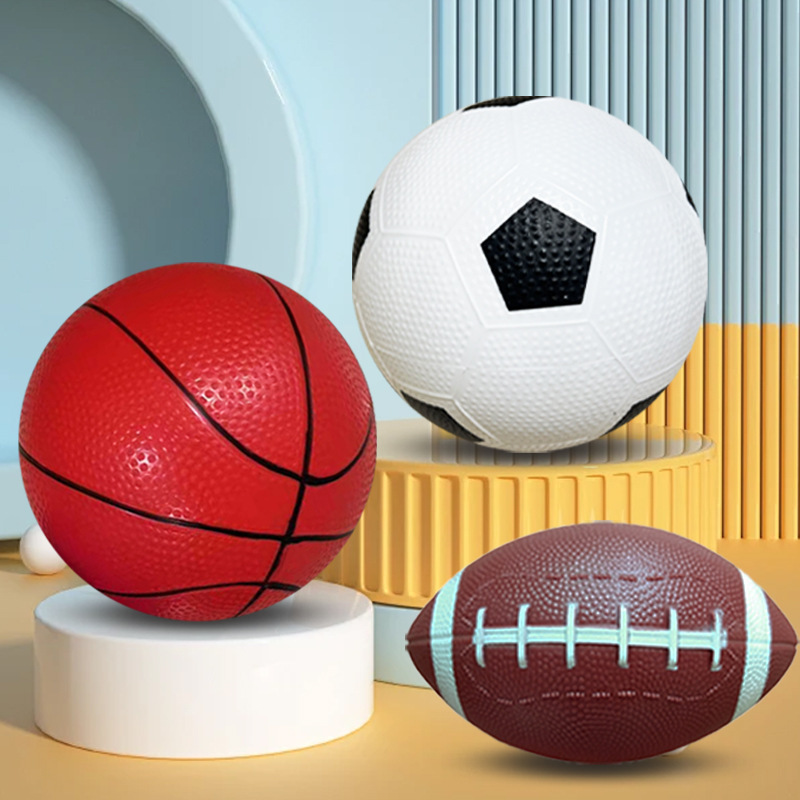 Cross-Border Hot Selling Toy Pat Ball Pvc Rugby Enamel Material Environmentally Friendly Toddler Baby Bouncy Ball
