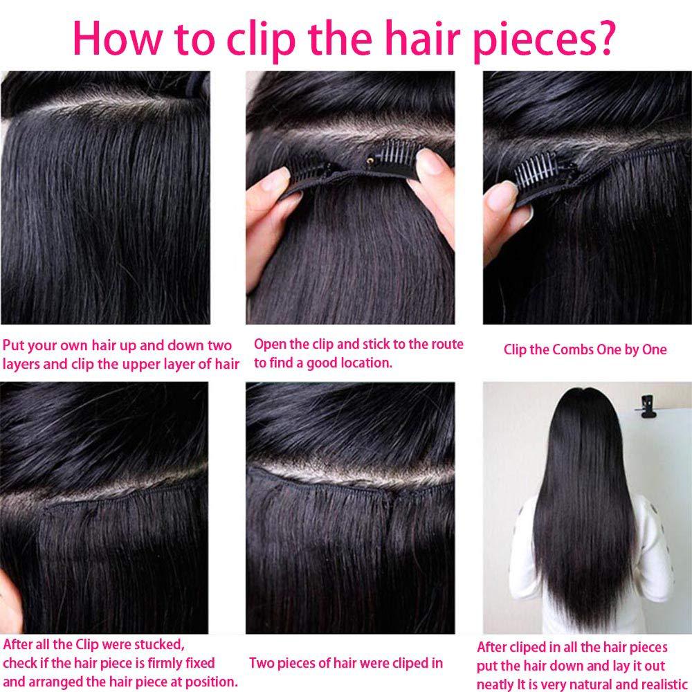 En stock Perruque européenne et américaine en vrais cheveux Clip cheveux Ensemble de 8 pièces Extension de cheveux Clip dans les cheveux Cheveux transfrontaliers en vrais cheveux raides_voghion.com
