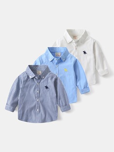Children's spring fashionable shirt for boys, trend of season, with embroidery