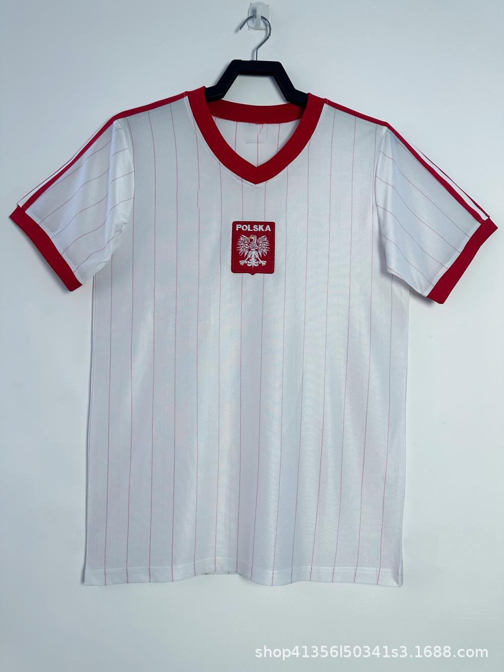 Poland Retro 1982 Home Pinstripe Jersey White/Red
